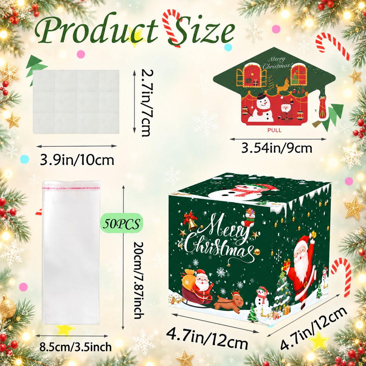 ๐ต๐ Christmas Money Pull Surprise Box 50 Fillable Pockets for Cash, Treats, Notes & More ๐