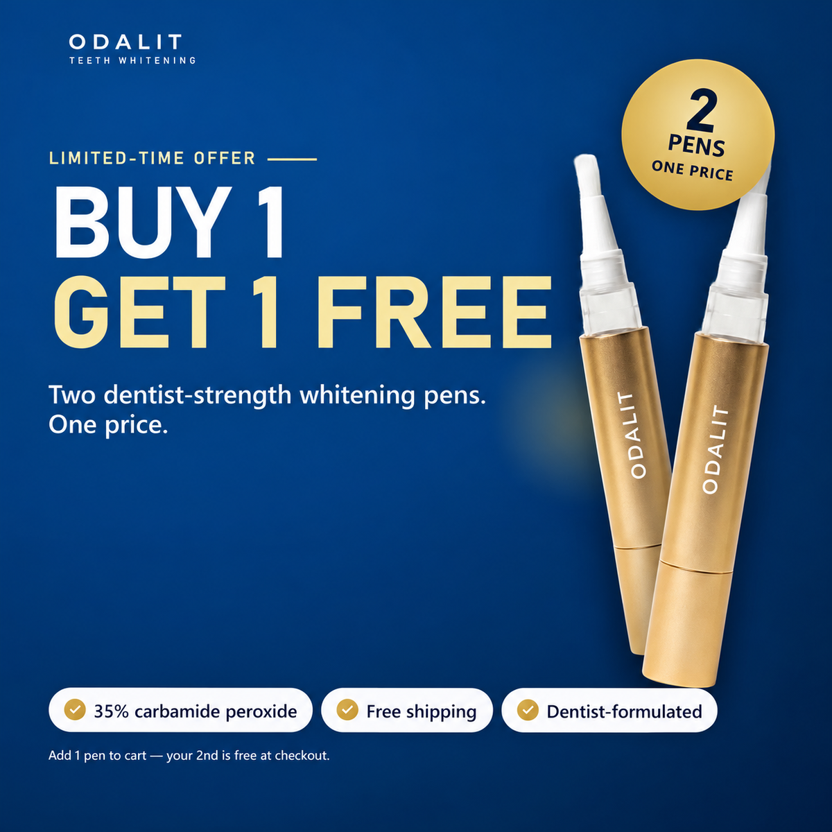 Whiter Teeth in Minutes · ODALIT™ Gold Whitening Pen