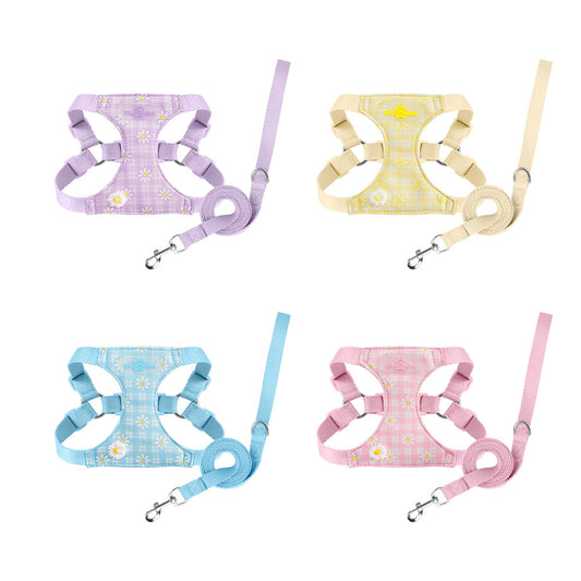 Floral Adjustable Pet Harness & Leash Set for Small Dogs and Cats