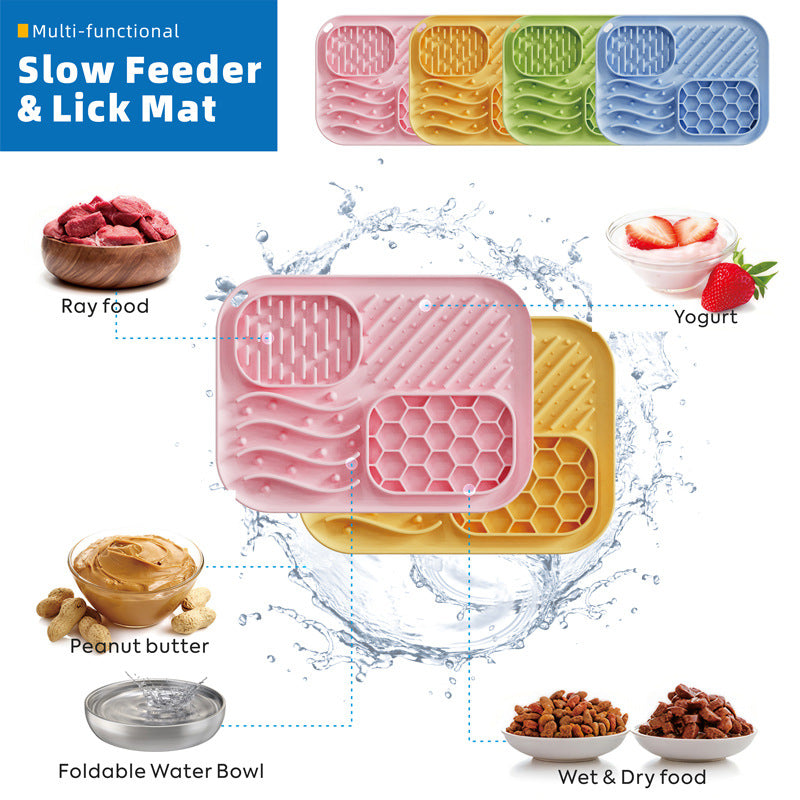 Multi-Texture Slow Feeder & Lick Mat for Dogs & Cats