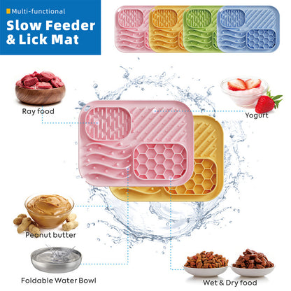 Multi-Texture Slow Feeder & Lick Mat for Dogs & Cats