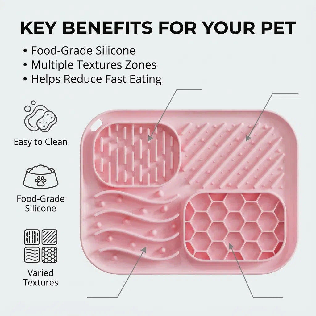 Multi-Texture Slow Feeder & Lick Mat for Dogs & Cats