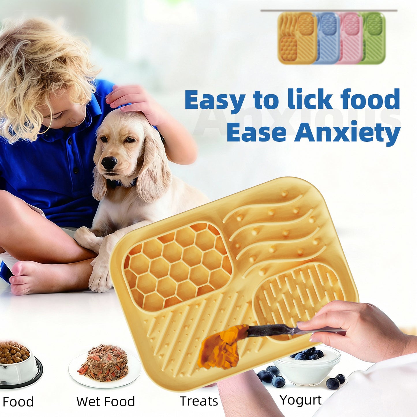 Multi-Texture Slow Feeder & Lick Mat for Dogs & Cats