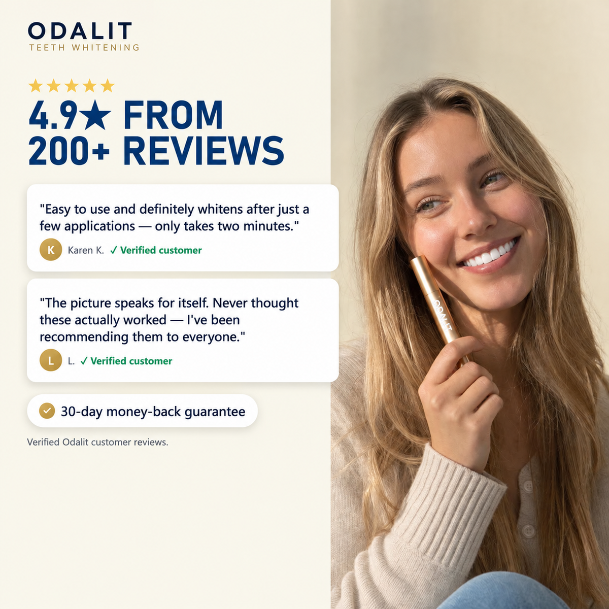 Whiter Teeth in Minutes · ODALIT™ Gold Whitening Pen